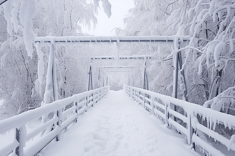 大雪风光自然寒冷摄影图