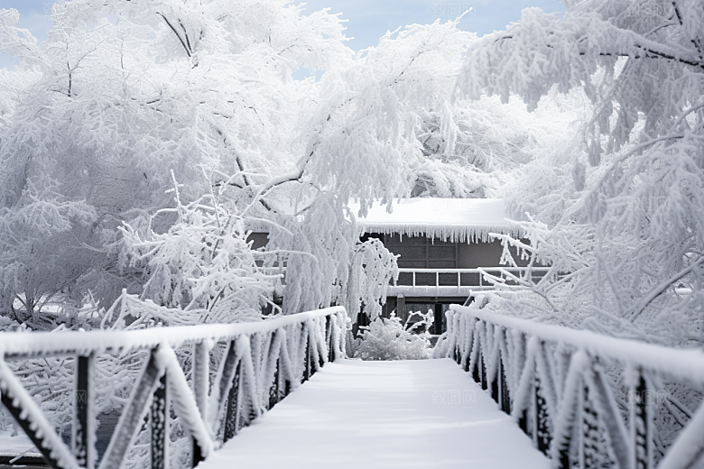 大雪风光冬天寒冷摄影图