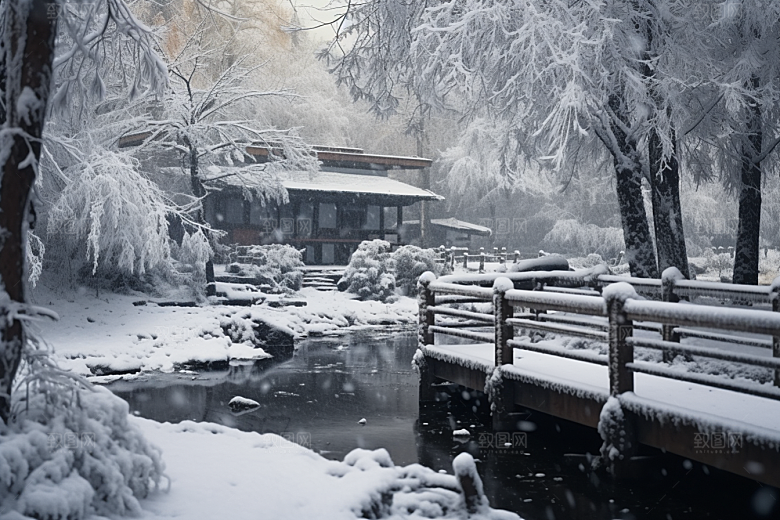 大雪风光室外寒冷摄影图