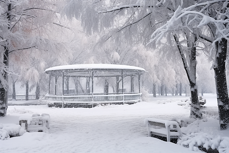 大雪风光寒冷景色摄影图