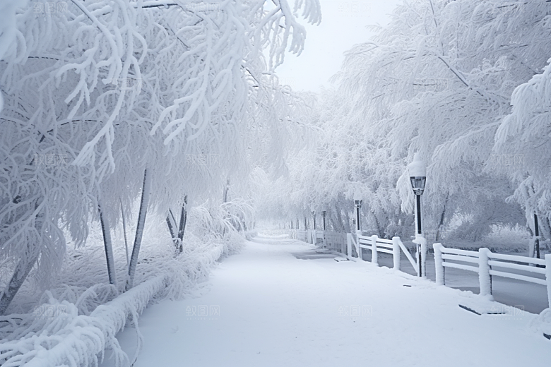 大雪风光寒冷户外摄影图