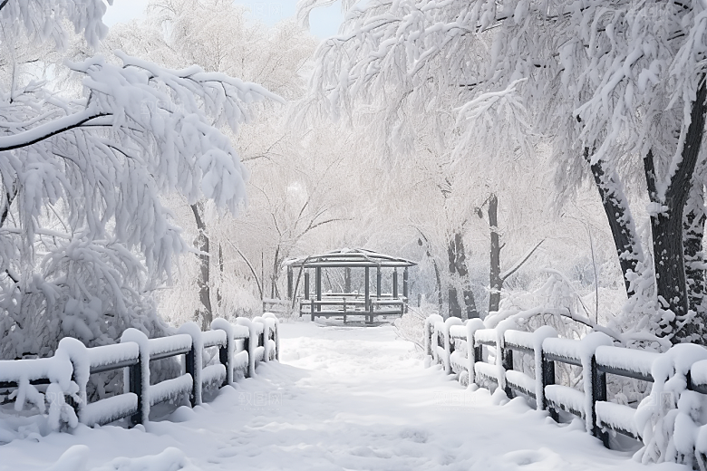 大雪风光冬季户外摄影图