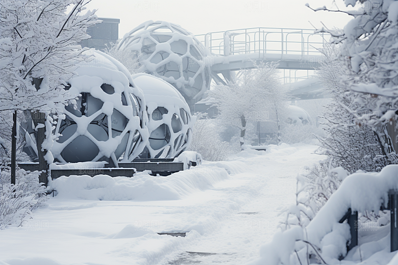 大雪风光寒冷户外摄影图