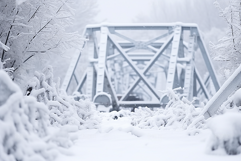 大雪风光寒冷自然摄影图