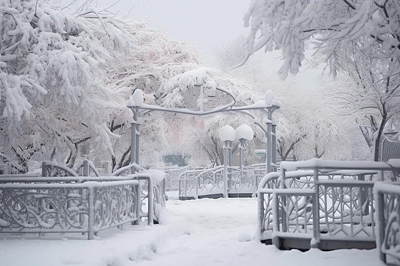 大雪风光寒冷高清摄影图