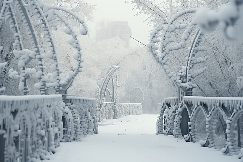 大雪风光寒冷室外摄影图