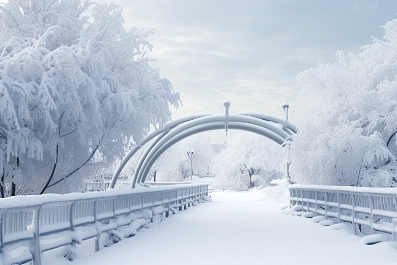 大雪风光自然寒冷摄影图