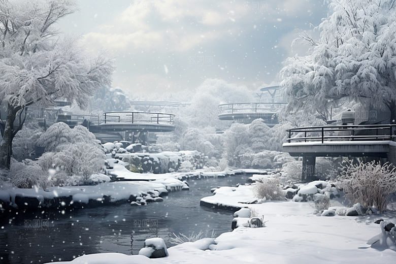 大雪风光景色自然摄影图