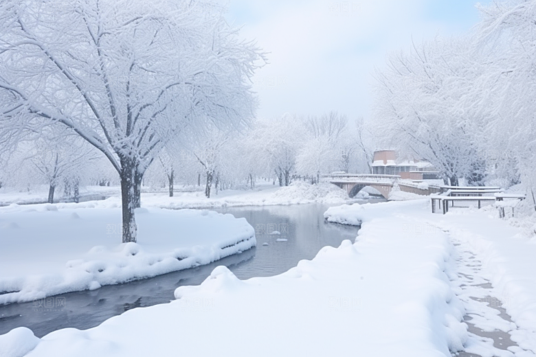 大雪风光户外寒冷摄影图
