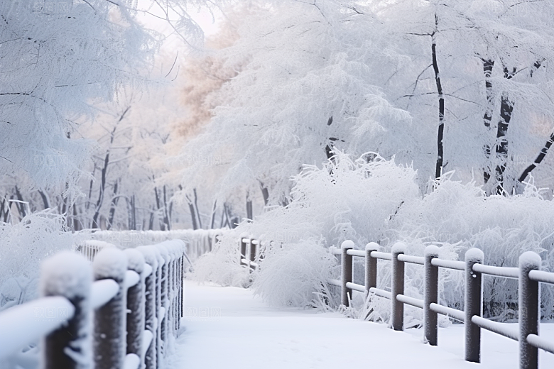 大雪风光寒冷冬季摄影图