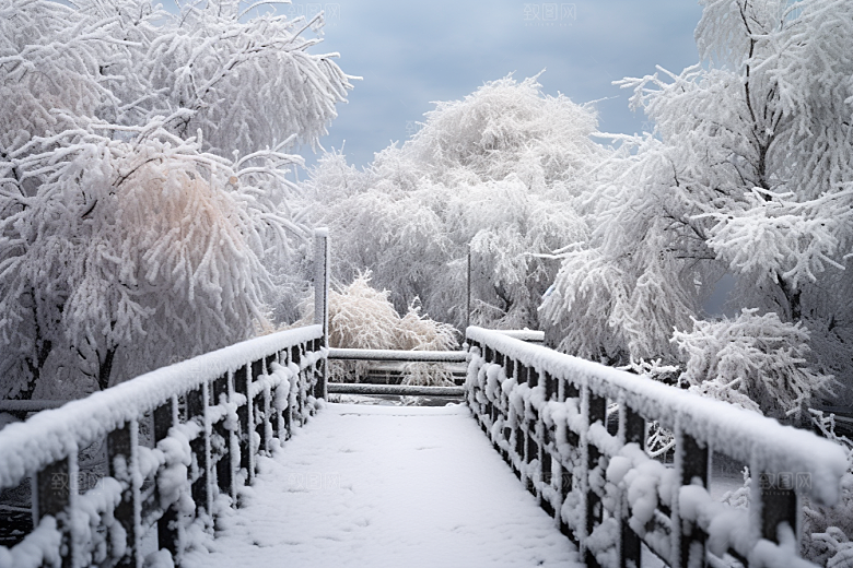 大雪风光寒冷唯美摄影图