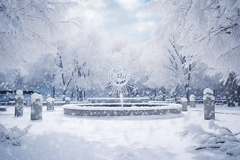 大雪风光寒冷景色摄影图