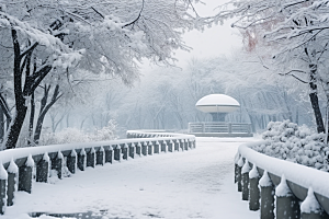 大雪风光寒冷冬季摄影图