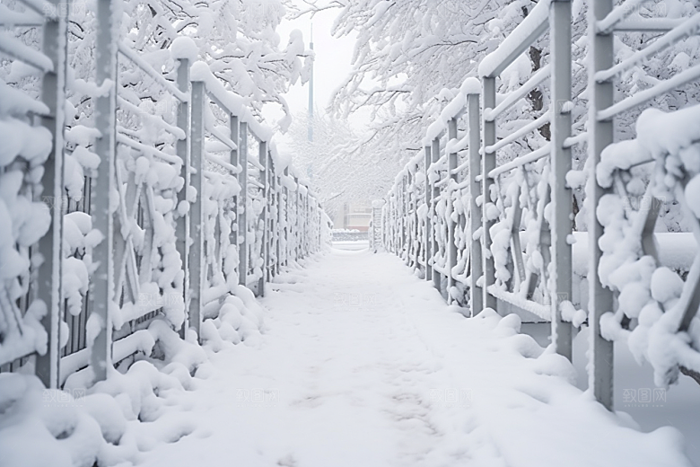 大雪风光自然寒冷摄影图