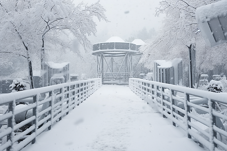 大雪风光寒冷户外摄影图
