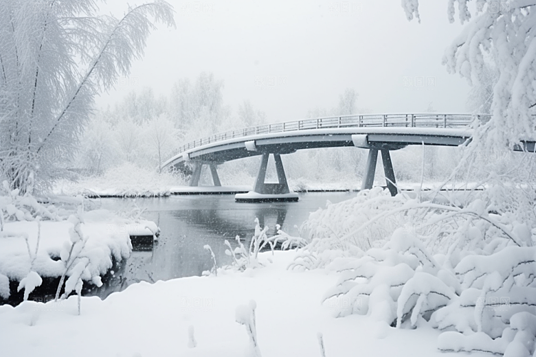 大雪风光寒冷自然摄影图