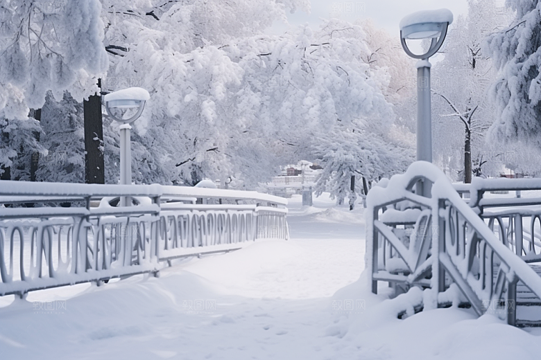 大雪风光寒冷景色摄影图