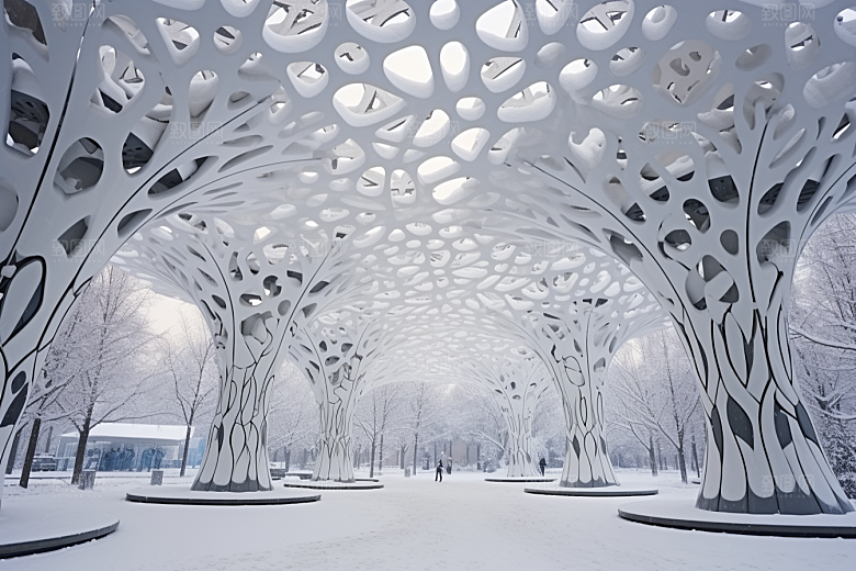 大雪风光寒冷景色摄影图
