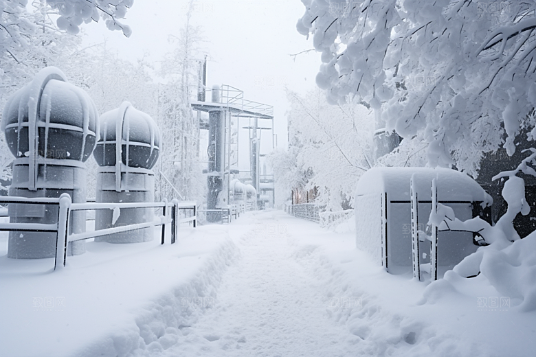 大雪风光寒冷环境摄影图
