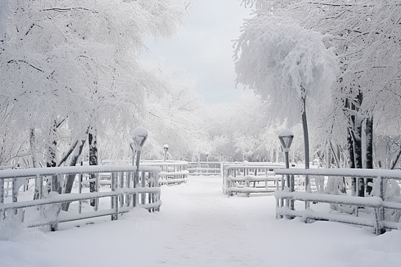 大雪风光唯美冬天摄影图