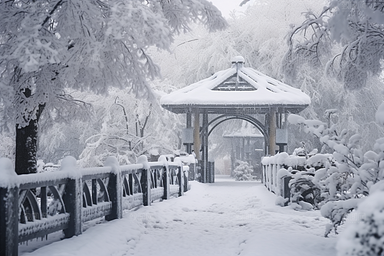 大雪风光寒冷环境摄影图