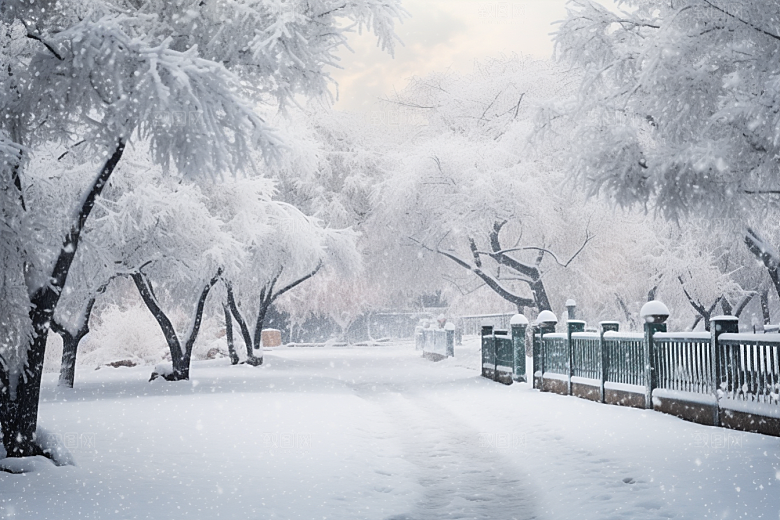 大雪风光寒冷冬季摄影图