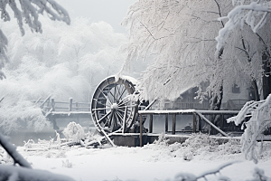 大雪风光寒冷环境摄影图
