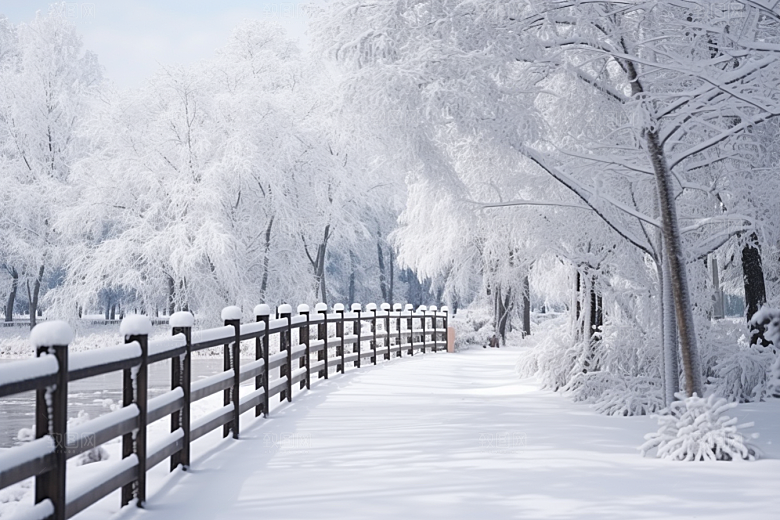 大雪风光寒冷冬季摄影图