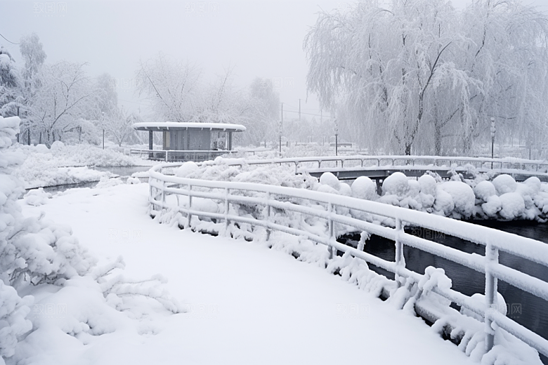 大雪风光寒冷冬天摄影图