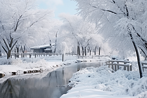 大雪风光冬季唯美摄影图