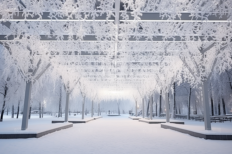 大雪风光自然寒冷摄影图
