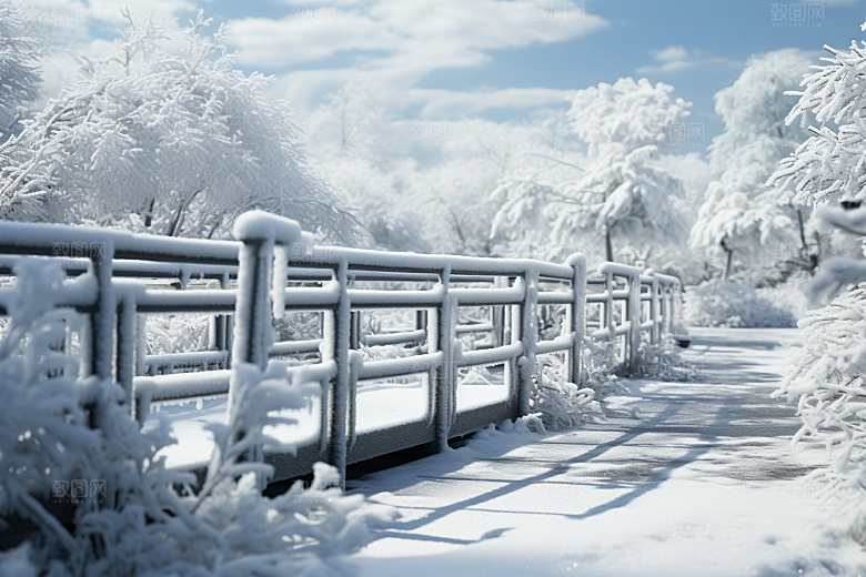 大雪风光景色寒冷摄影图