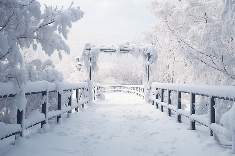大雪风光寒冷高清摄影图