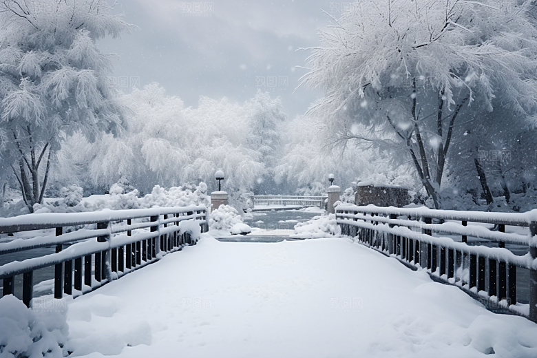 大雪风光自然寒冷摄影图