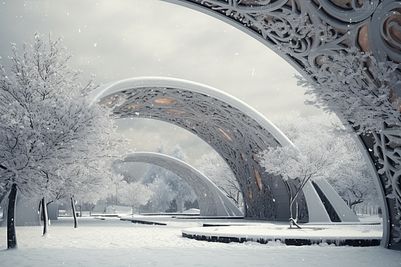 大雪风光室外冬天摄影图