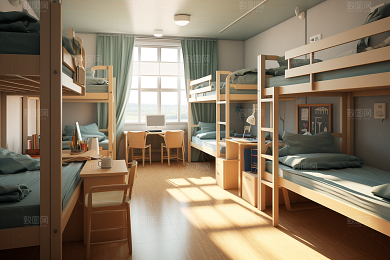 学校宿舍室内住校摄影图