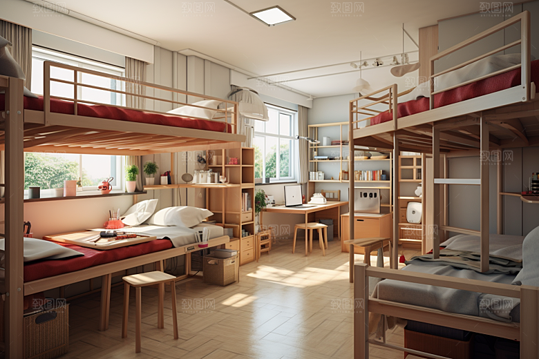 学校宿舍简约高中摄影图