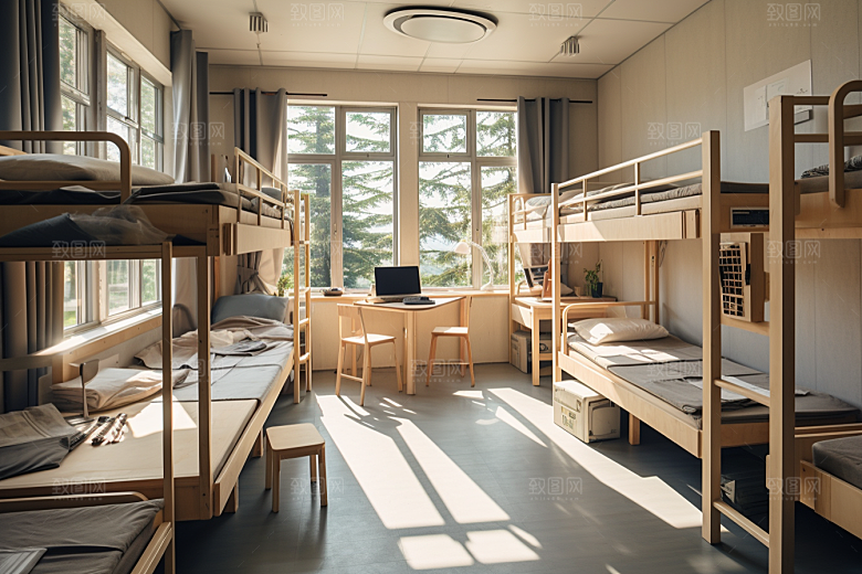学校宿舍室内校园摄影图