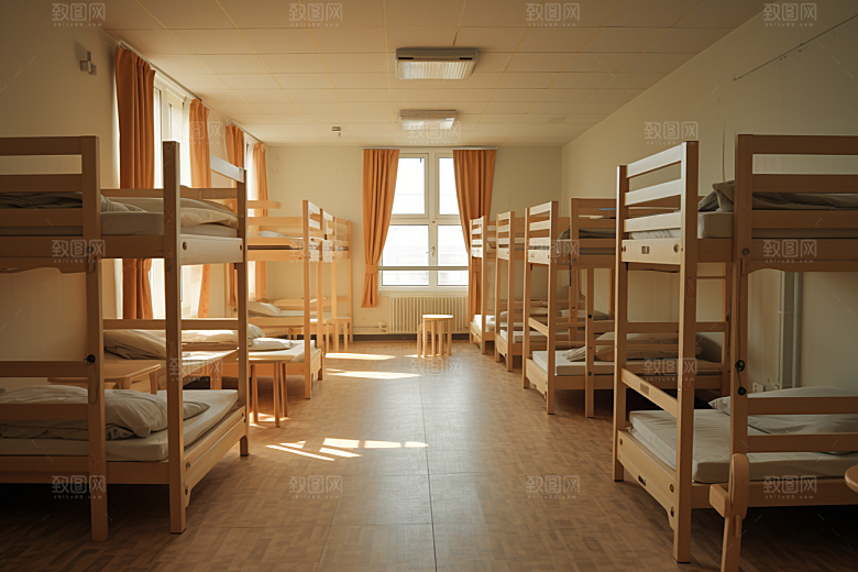 学校宿舍温馨简约摄影图