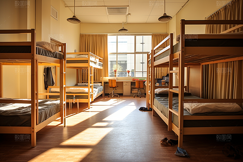 学校宿舍上下铺大气摄影图