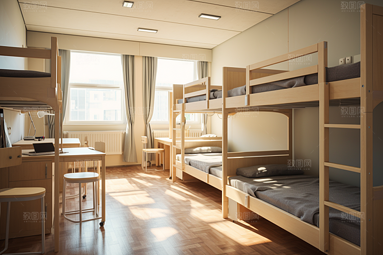学校宿舍简约上下铺摄影图