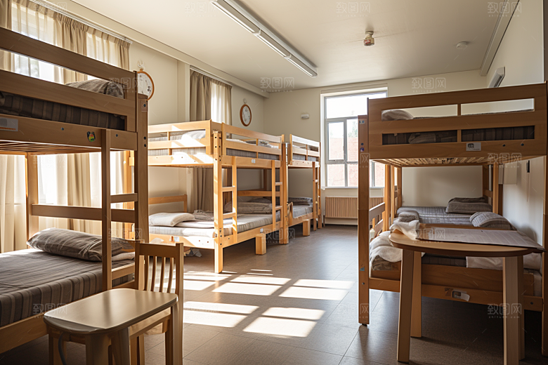 学校宿舍简约室内摄影图