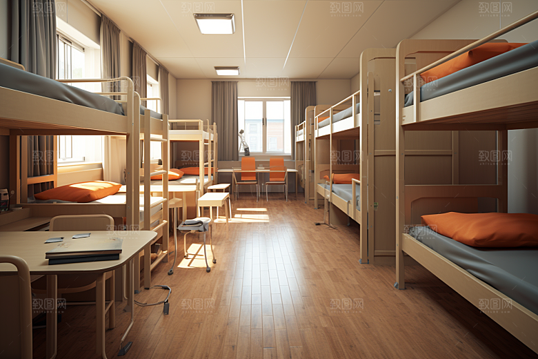 学校宿舍温馨简约摄影图