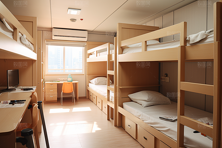 学校宿舍上下铺住校摄影图