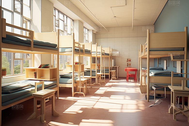 学校宿舍校园上下铺摄影图