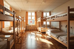 学校宿舍上下铺校舍摄影图
