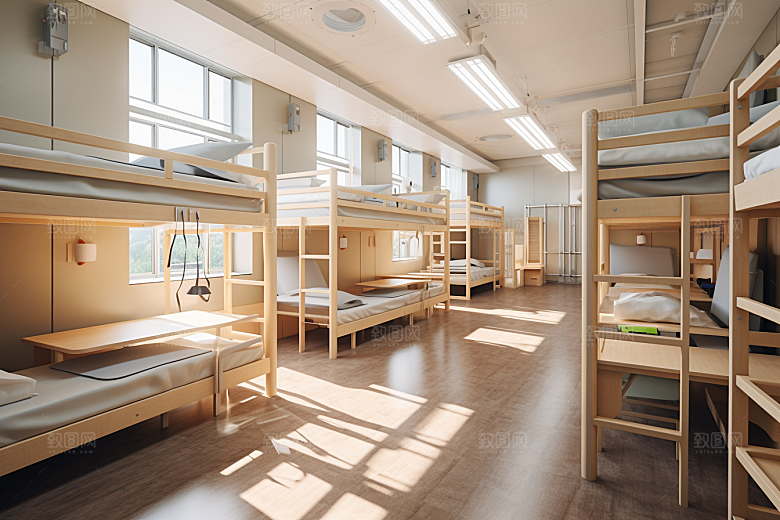 学校宿舍室内住校摄影图