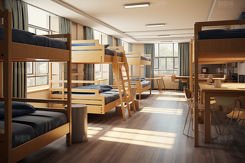 学校宿舍室内高中摄影图