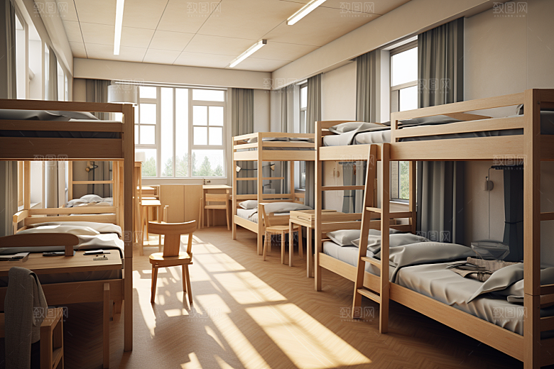 学校宿舍校舍室内摄影图