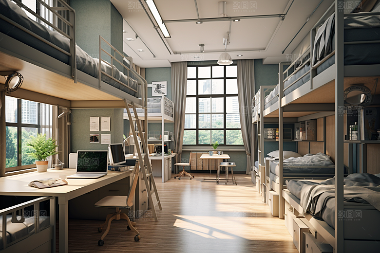 学校宿舍简约住校摄影图